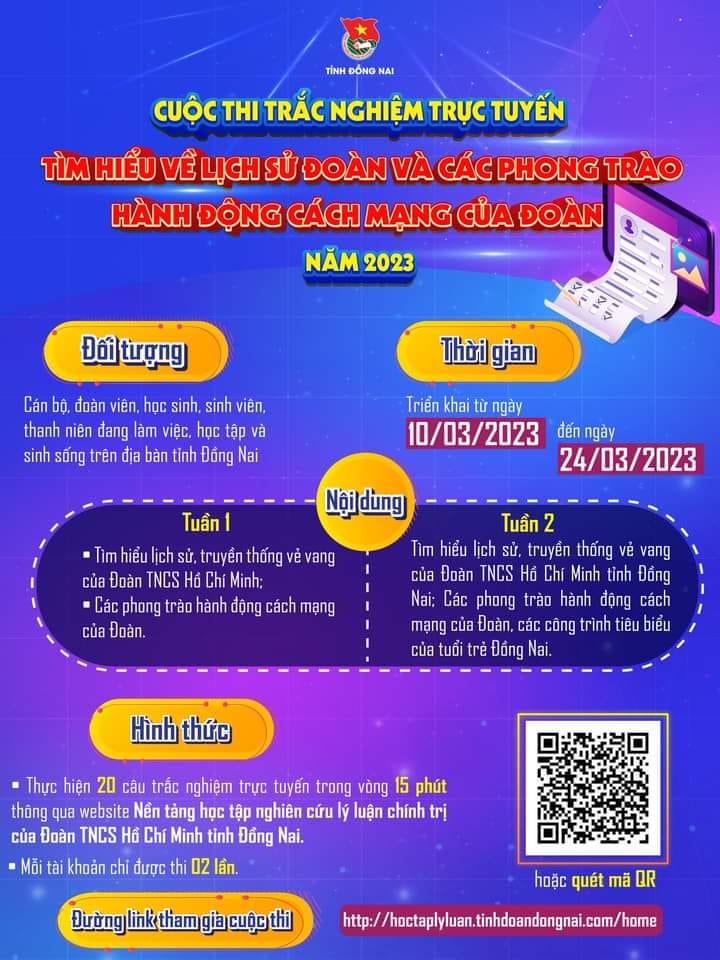 [CUỘC THI TRẮC NGHIỆM TÌM HIỂU LỊCH SỬ ĐOÀN, CÁC PHONG TRÀO HÀNH ĐỘNG CÁCH MẠNG CỦA ĐOÀN NĂM 2023]